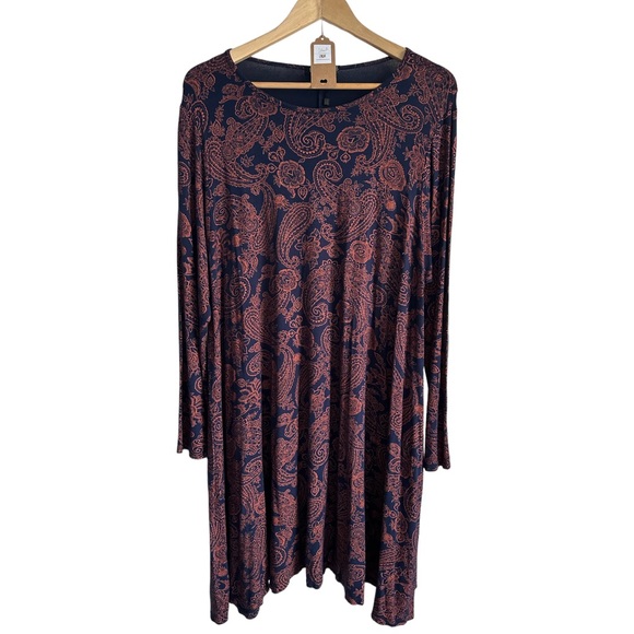 Paisley Dress l, Navy Blue & Orange. Size 22. Boohoo 🛍️♻️ - Picture 2 of 4